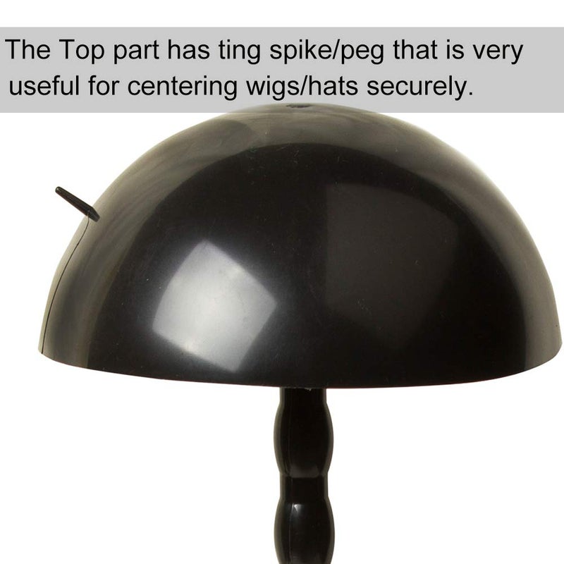 KDOSP Wig Stand Plastic Hat Display Wig Head Holders Mannequin Head/Stand Portable Wig Stand Use Hat For Styling Drying Display Black Plastic wigstand (Black) - Image 3